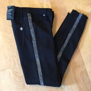 Black Orchid Denim Carmen Silver Rhinestone Side Stripe